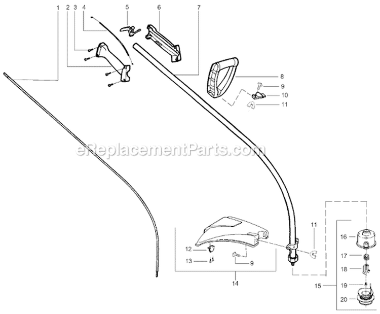 Page E Diagram and Parts List for XT200 Type 3 Weed Eater Trimmer